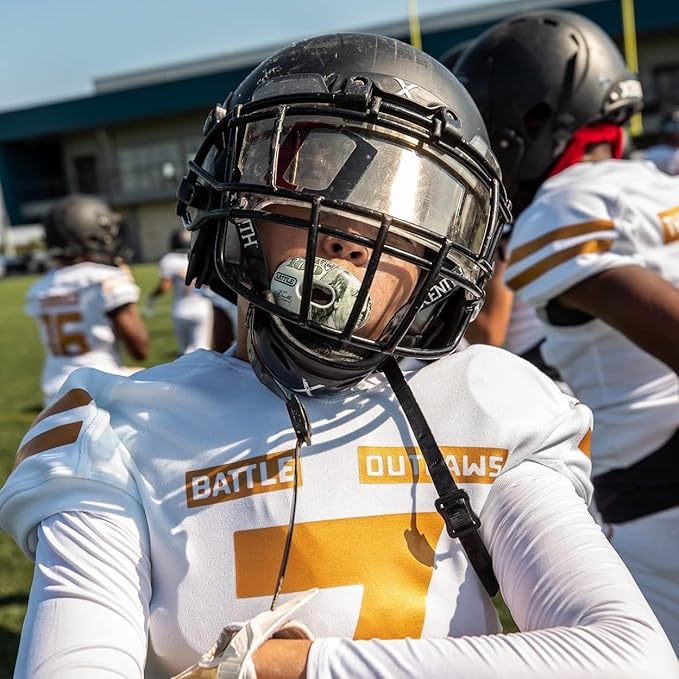 Battle Sports Oxygen Football Mouthguard - Football Mouth Guard with Strap, Superior Airflow & Better Performance, Maximum Breathability, Works with Braces