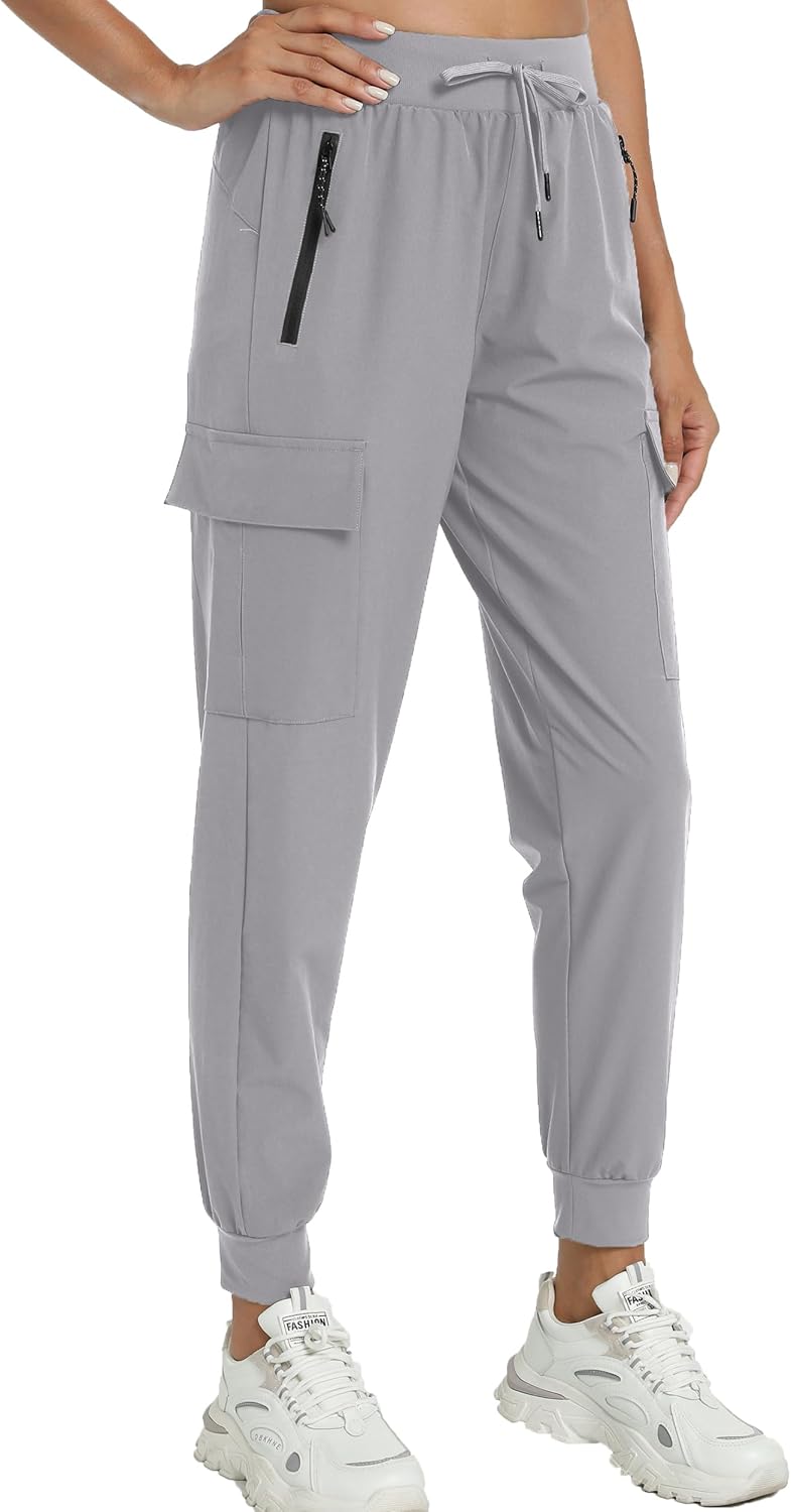 Kcutteyg Womens Water Resistant Hiking Pants with Pockets Quick Dry Soft Athletic Workout Joggers Pants for Camping Travel
