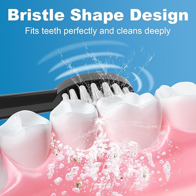 Replacement Brush Heads for WaterPik Sonic-Fusion 2.0 Flossing Toothbrush (SF-03/SF-04) and Sonic-Fusion Flossing Toothbrush (SF-01/SF-02),4 Count Black with Covers