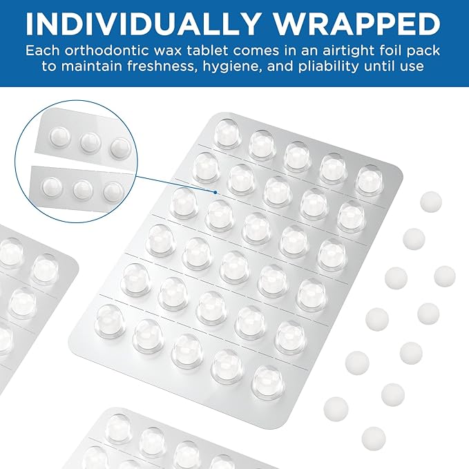 240 Count Orthodontic Wax for Braces, Individual Foil Wrapped for Instant Braces Irritation Relief - Medical Grade, Hypoallergenic & Latex-Free