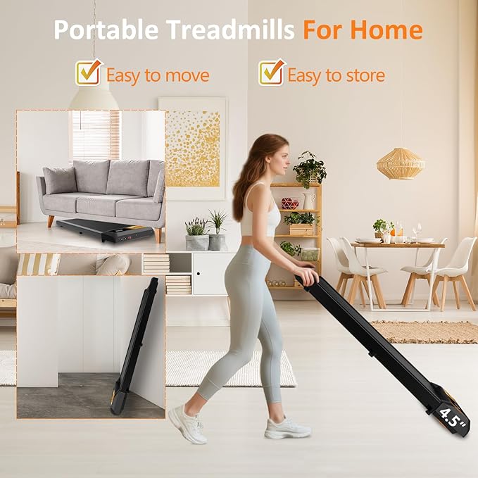 2.5HP Walking Treadmill Pad Incline, Under Desk Treadmill with Remote, 3 in 1 Low Noise Small Walking Mini Pad with Led Screen, Compact Treadmills for Home, 265lbs Capacity