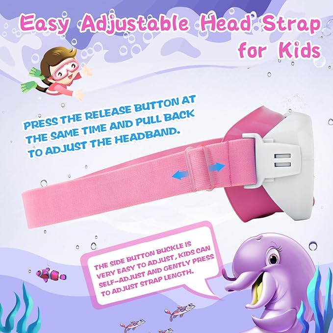 Kids Swim Goggles with Nose Cover, Anti-Leak Swim Mask with Elastic Fabric Strap, UV Protection Swimming Goggles for Kids