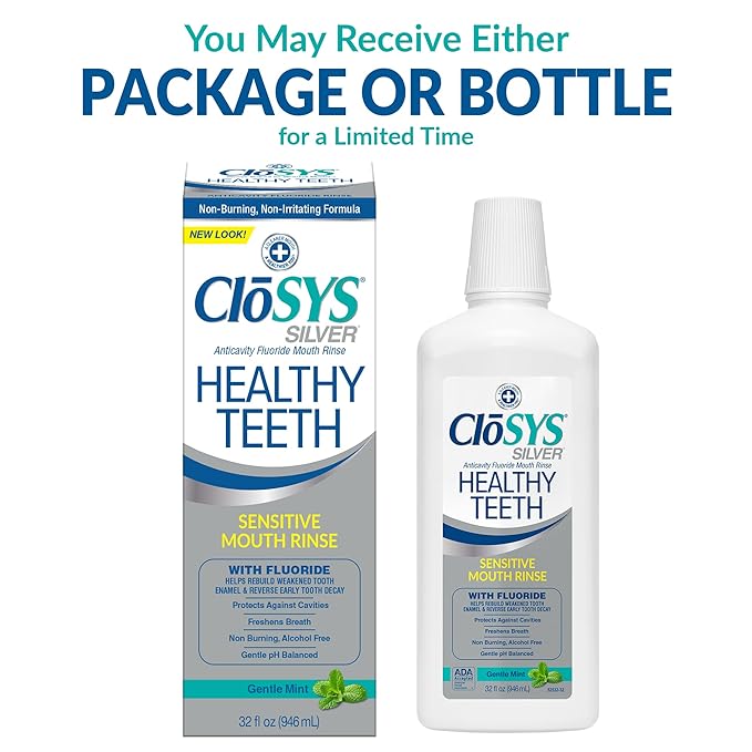 Closys Healthy Teeth Anti-Cavity Oral Rinse Mouthwash with Fluoride, Non-Burning, Non-Irritating – 32 Fl Oz (Pack of 3)