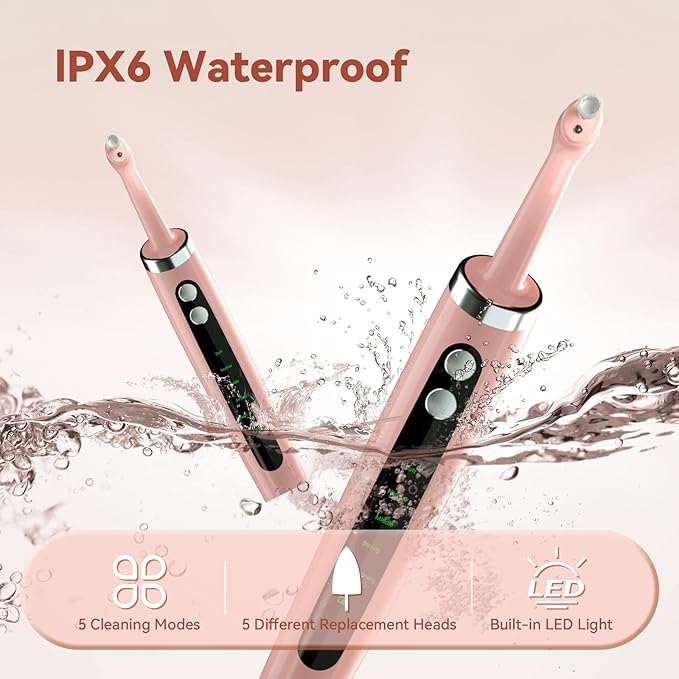 Tooth Polisher,Electric Tooth Polisher Professional with 5 Replacement Heads & 5 Cleaning Modes,USB Rechargeable,Ipx6 Waterproof, Pulidor De Dientes Electrico for Adults & Kids