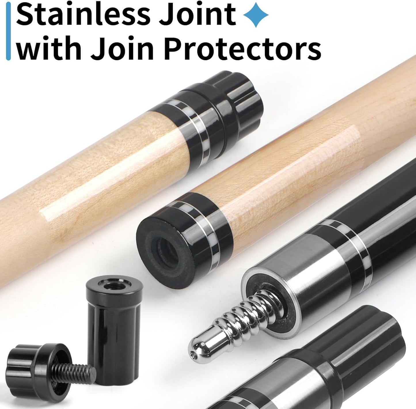 Kmise Professional Pool Cue Stick - 19 20 21oz Canadian Maple Cue Sticks, Low Deflection Shaft with Telescopic Carbon Fiber Extension, Pool Sticks for Aults, Billiard Cue Sticks with Leather Cue Case