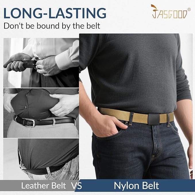 JASGOOD Nylon Canvas Breathable Military Tactical Men Waist Belt With Plastic Buckle