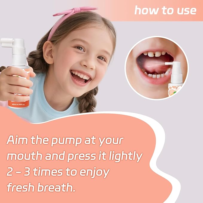 Kids Oral Spray, Toddler Toothpaste Helper for Daily Oral Care and Fresh Breath,Fruit-Flavored, Probiotic Oral Spray for Child (1Pack, Orange)