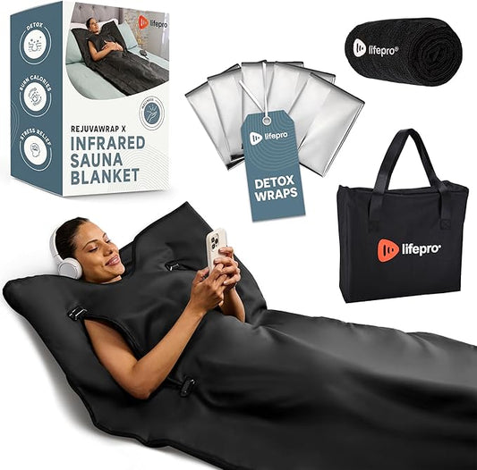LifePro RejuvaWrap Infrared Sauna Blanket for Detox & Relaxation – Available in 5 Colors & 3 Models – Portable Far Infrared at Home Sauna for Muscle Relief, Circulation & Recovery – 9 Heat Levels