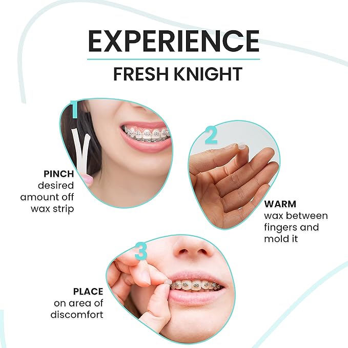 Braces Wax, 50 Orthodontic Strips & Cases (Mint) - 10 Pack, Premium Food Grade Wax for Aligners. Fresh Knight.