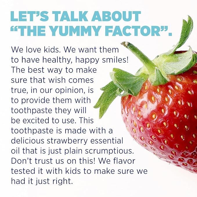 Lumineux Oral Essentials 3 Pack Kids Toothpaste Fluoride Free | Strawberry | NO Artificial Flavors, Colors, SLS Free | Dentist Formulated No Harsh Chemicals