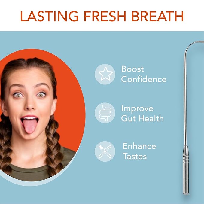 Tongue Scraper 100% Stainless Steel • Premium Tongue Cleaner • Improve Oral Health • Freshen Breath (2 Count)