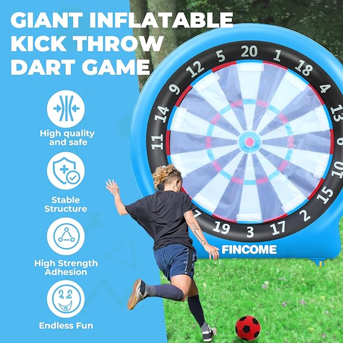 Inflatable 6ft Giant Dartboard, Golf Darts Kick Darts, Soccer & Throw Darts Game with Pump, 2 Kickball, 4 Throw Balls, 20 Golf Balls, Chipping Mat, Giant Dart Board Target Yard Games