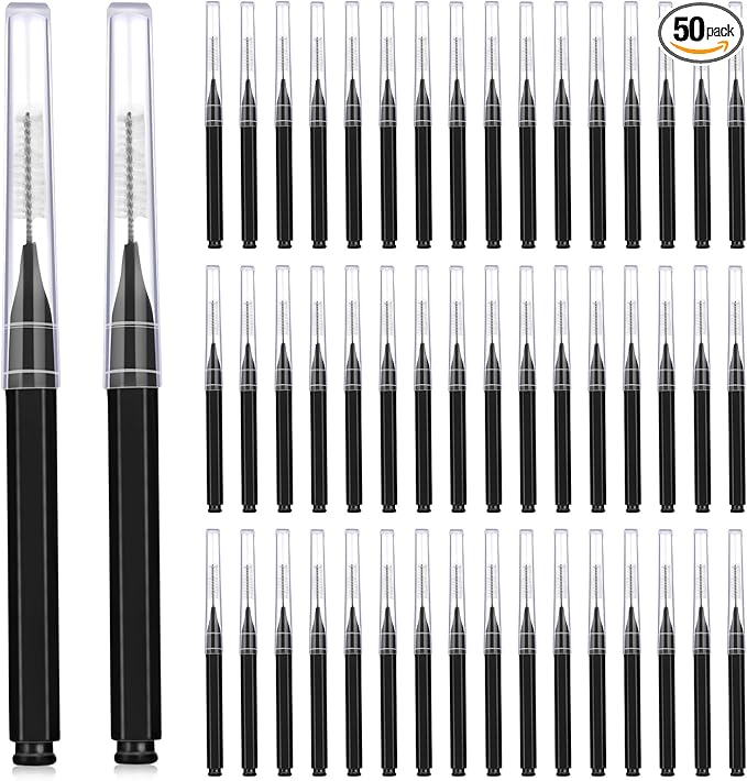 Patelai 50 Pieces Interdental Brush for Cleaner Braces Brush Toothpick Dental Tooth Flossing Head Oral Dental Hygiene Flosser Toothpick Cleaners Tooth Cleaning Tool(Black)