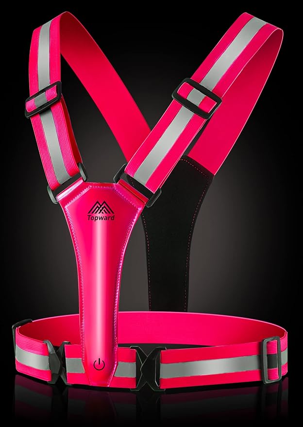 LED Reflective Vest Safety Gear, Light Up Vest for Night Walking Cycling, High Visibility Running Vest with Reflective Strips