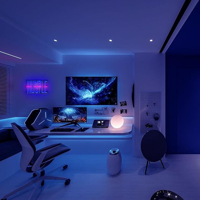 Humble&Hustle Neon Sign Light Up for Wall Decor Hustle Led Sign for Gym Small Acrylic Art Decor for Office Bedroom Decorations 16.54x9.45 inch