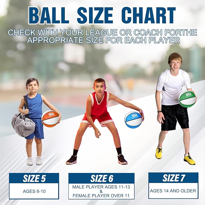 HyDren 12 Pcs Basketballs Bulk with Pump Donation Supplies Size 5/6/7 Deflated Basketball for Outside Sport Operation Machine Stitched Ball