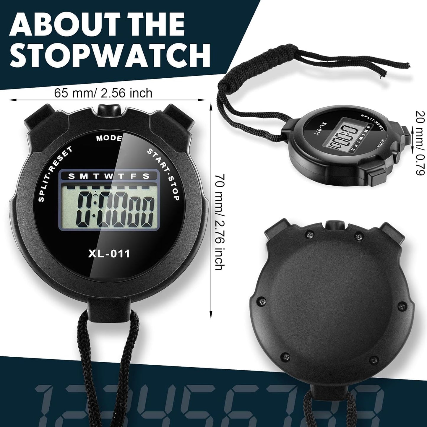 Kanayu 28 Pcs Multi Function Digital Stopwatch Timer Bulk Sports Stopwatch with Lanyard Date Time Alarm Timer for Coach Swimming Running Sports Train