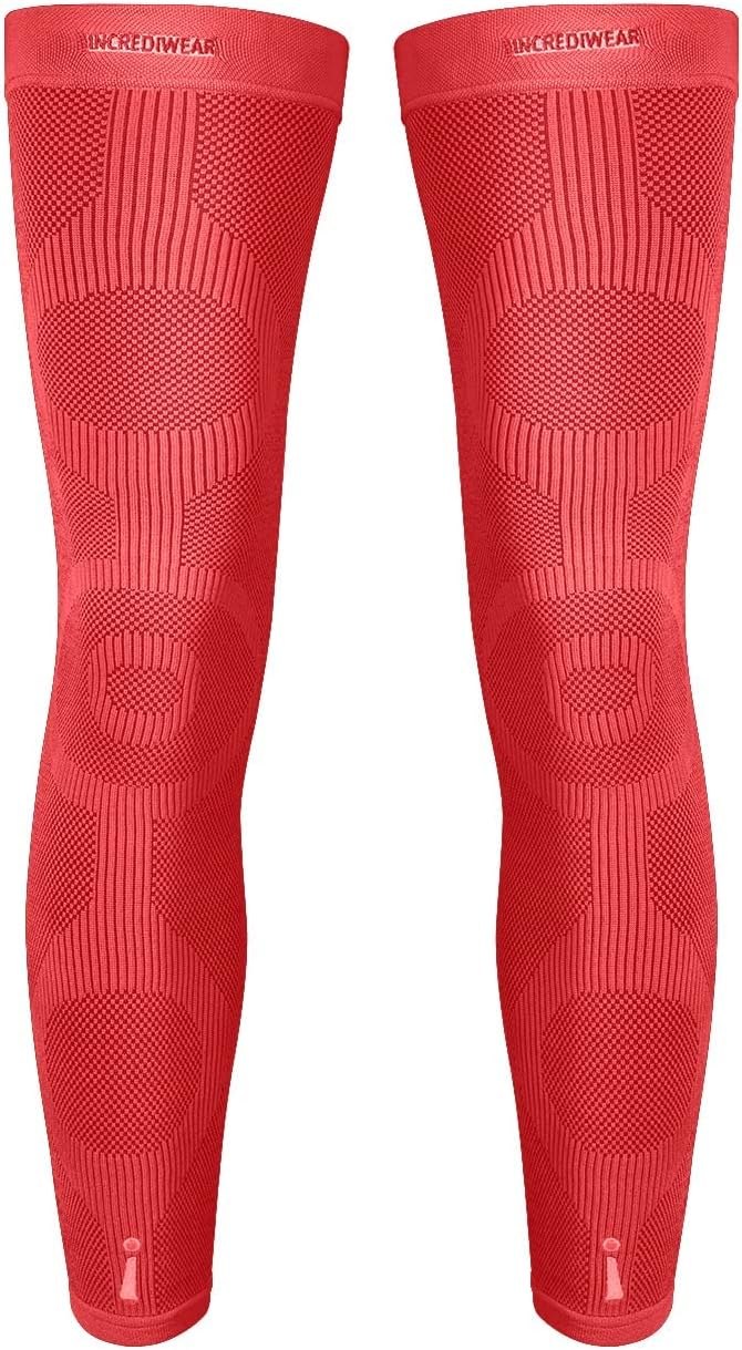 Incrediwear Leg Sleeve 2pk – Full Length Long Leg Sleeve for Leg Pain Relief & Muscle Recovery, Helps Reduce Swelling & Inflammation, Promotes Circulation, Leg Sleeves for Men & Women (Red, Medium)