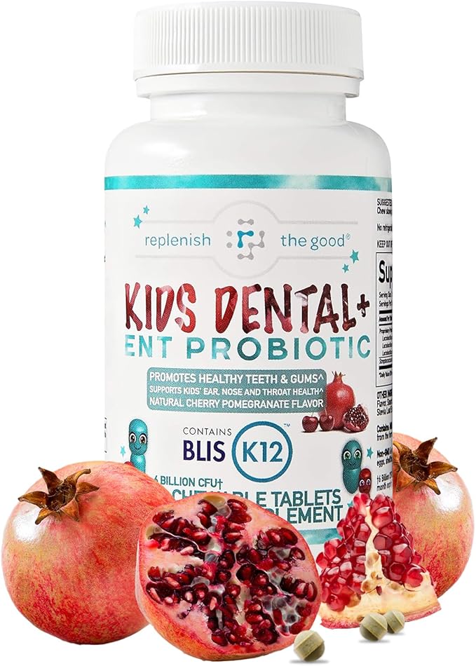 Children's Dental Probiotic Chewables - Digestive & Immune Support - Oral Probiotics for Healthy Teeth and Gums, Bad Breath & ENT Support - Cherry-Pomegranate Flavor (60 Count)
