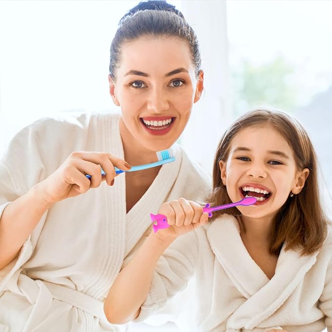 100 Pack Kids Toothbrush Bulk Soft Bristles Toddler Cute Toothbrush with Suction Cup, Includes Travel Covers, Individually Wrapped Toothbrushes for Kid Home School Daycare Camp (Kangaroo)