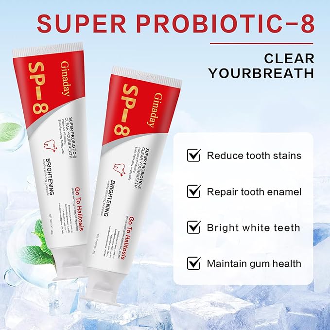 SP-8 Ultra Whitening Probiotics Toothpaste, Fresh Breath Deep Cleaning Care Oral Health.(1Pcs)