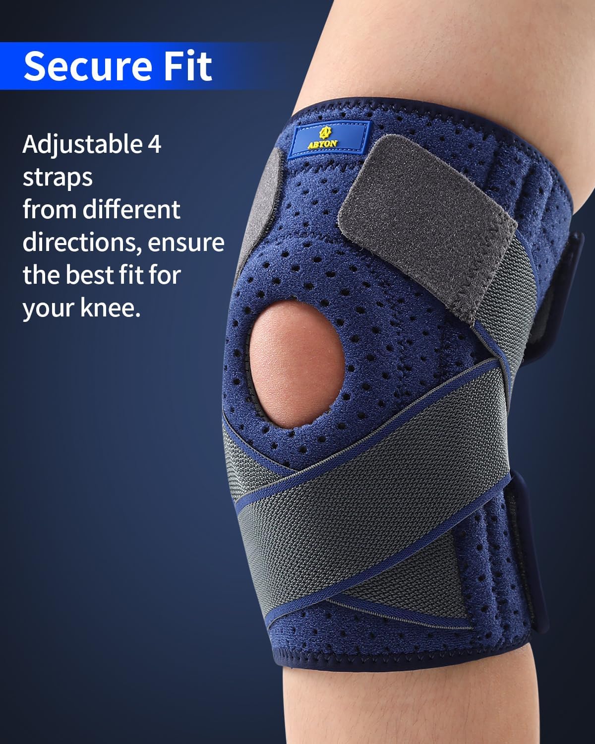 ABYON Knee Brace for Men & Women Meniscus Tear, Plus Size Knee Support with Dual Side Stabilizers & Crossed Compression Straps for Knee Pain Relief, ACL, Arthritis and Post-Surgery Recovery - Please Check How To Size Video