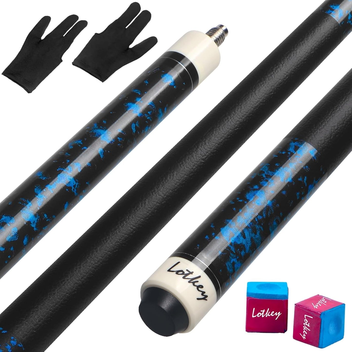 LOTKEY Pool Cue Set of 4-58 Inch 18~21 oz Canadian Maple Professional Billiard Cue Sticks, Pool Cue Stick with Extra 2 Pool Chalks, Pool Sticks for Adults, Durable, for Billiard Players
