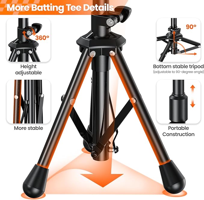 2025 New Upgrade Portable Batting Tee for Baseball/Softball,23.23 to 40.16 Inch Baseball Tee for Kids,Batting Tee,Softball Tee,Youth Hitting Tee,Teeball Tee,Travel Tee,Easy Adjustable Height