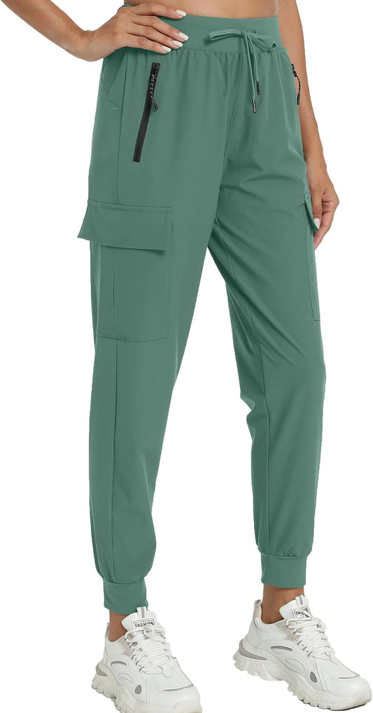 Kcutteyg Womens Water Resistant Hiking Pants with Pockets Quick Dry Soft Athletic Workout Joggers Pants for Camping Travel