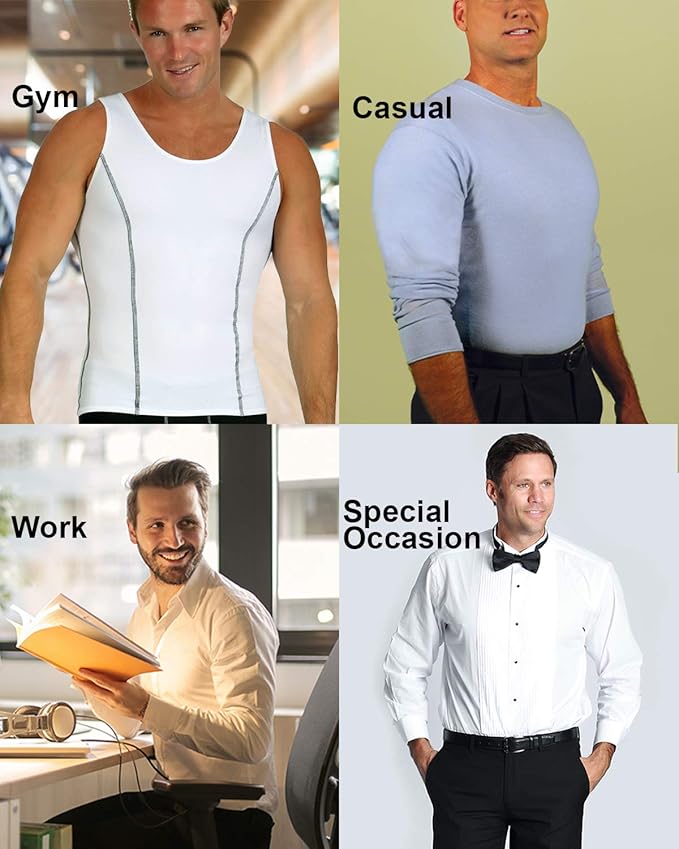 Insta Slim -Made in USA- Compression Tank-Top Shapewear for Men. Tummy Control Slimming Body-Shaper for Belly & Back Support