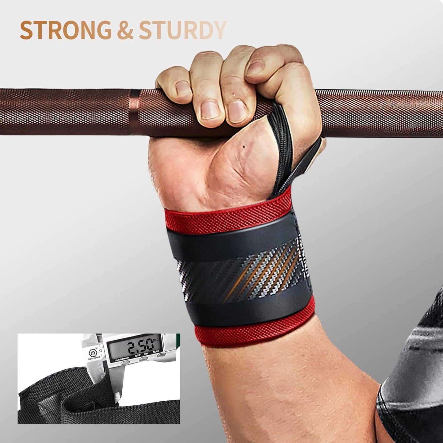 Jaffick Double-Layer Reinforced Wrist Wraps for Weightlifting - Men & Women, Thumb Loop Design for Powerlifting, Crossfit, Bodybuilding, Deadlifting - Fits Both Hands