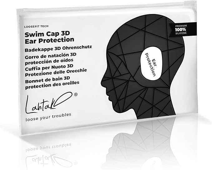 3D Swim Caps - Ear Protection Swimming Cap for Women & Men - Silicone, Waterproof - Fits Long & Short Hair - Adult & Youth