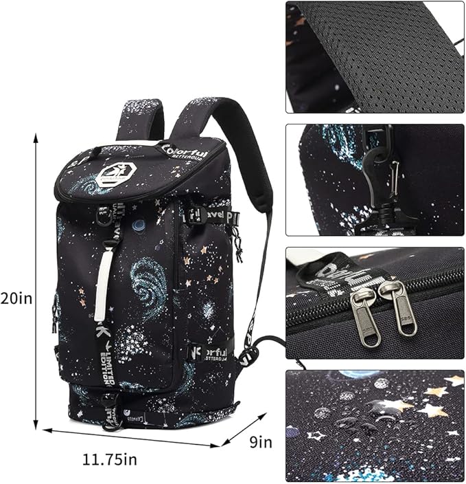 Kalesi Cool Gym Duffle Bag Backpack 4-Way Waterproof with Shoes Compartment for travel Sport Hiking laptop Lightweight