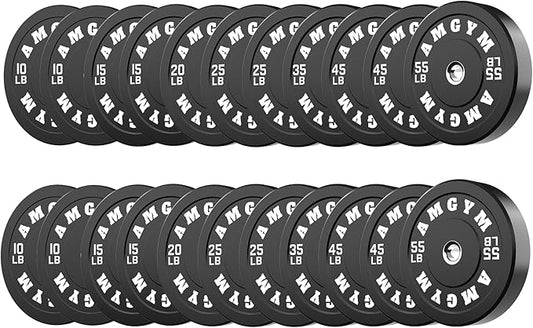 2 Inch Bumper Plates，10-500lbs，Barbell Rubber Olympic Weight Plates Set for Home Gym, Strength Training & Weight Lifting, Multiple Options Colors