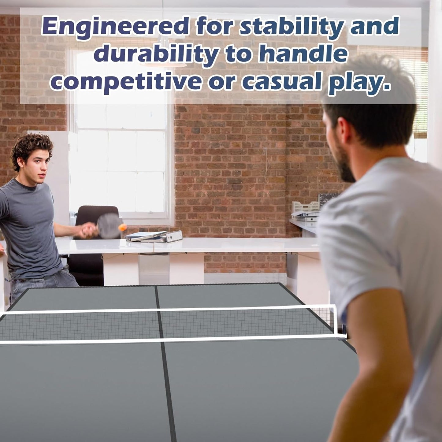 7FT Ping Pong Table Top with Net Set for Pool Table, Foldable Ping Pong Table Topper, Portable Table Tennis Conversion Top Includes Foam Padding for Protection, Easy Conversion