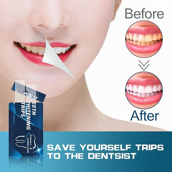 Teeth Whitening Strips - 14 Whitening Strips for Teeth Sensitive, Professional, Fast Remove Smoking, Coffee, Wine Stains, Teeth Whitening Kit Pack of 7 Non-Slip Strips Treatments