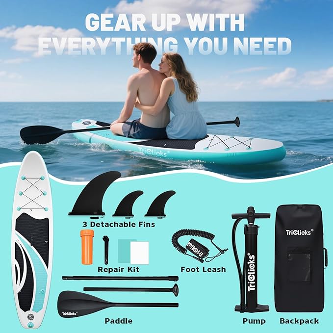 10' Inflatable Stand Up Paddle Board, Ultra-Light Wide Yoga Board for All Skill Levels with Premium SUP Paddleboard Accessories, 84L Waterproof Bag, Non-Slip Comfort Deck for Youth & Adults