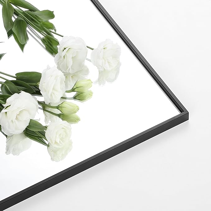 60x30 Inch Bathroom Mirror for Wall, Aluminum Frame Rectangle Rectangular Vanity Mirror, Modern Large for Bedroom, Living Room, Horizontal or Vertical, Black