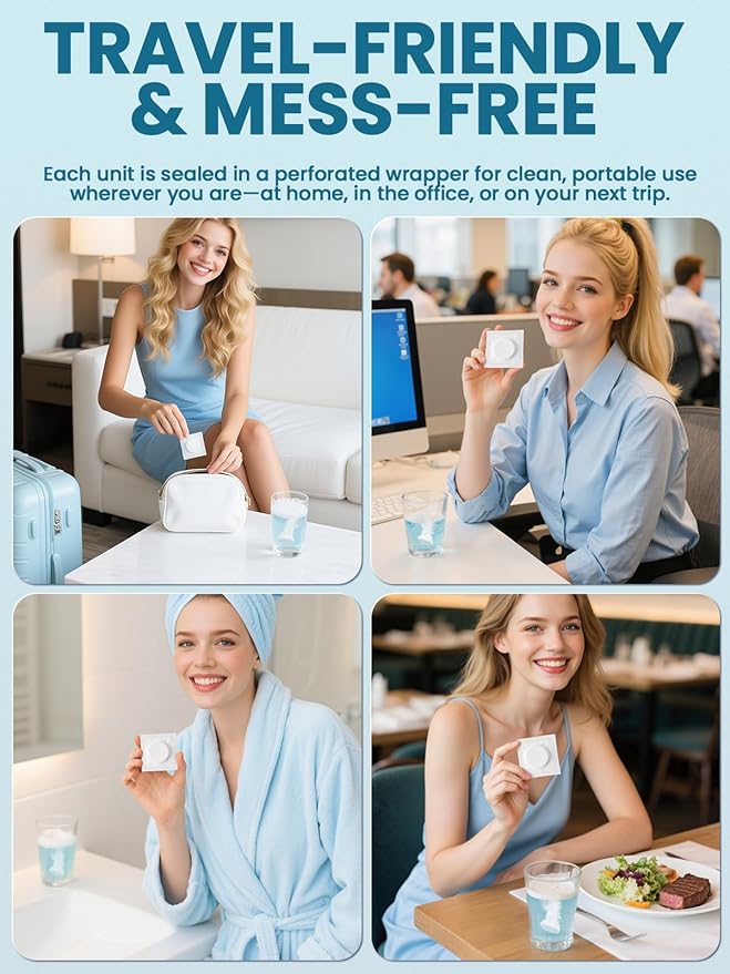 Nicwell Effervescent Retainer Cleaner Tablets: Kills 99.9% Odor-Causing Bacteria on Dentures & Orthodontic Appliances 60pcs Travel Friendly White