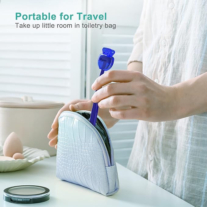 Mspan Tongue Scraper Cleaner Brush: Tongue Cleaning Scrubber with Plastic Travel Case Cover for Adults Kids - Dental Clean Bad Breath Kit 2 Pack