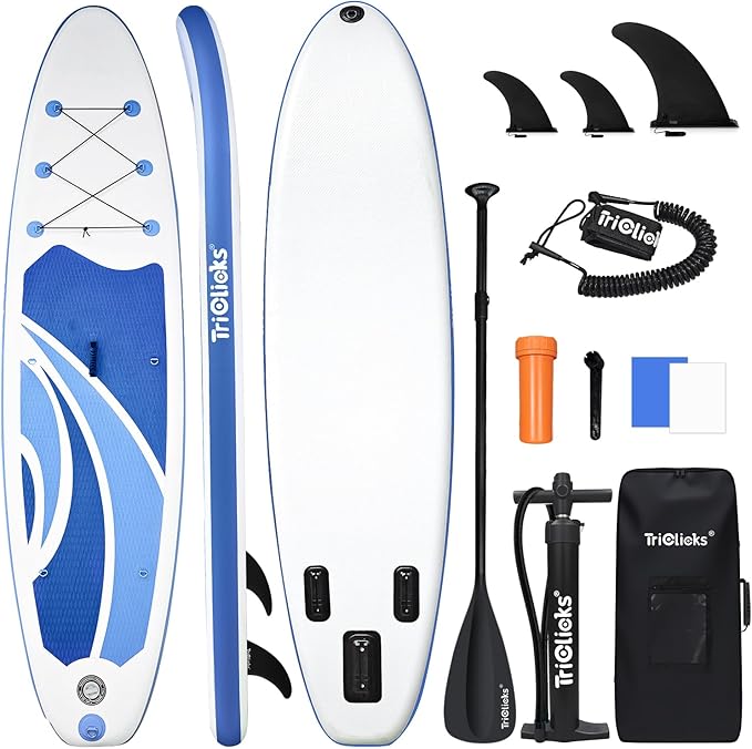 10' Inflatable Stand Up Paddle Board, Ultra-Light Wide Yoga Board for All Skill Levels with Premium SUP Paddleboard Accessories, 84L Waterproof Bag, Non-Slip Comfort Deck for Youth & Adults