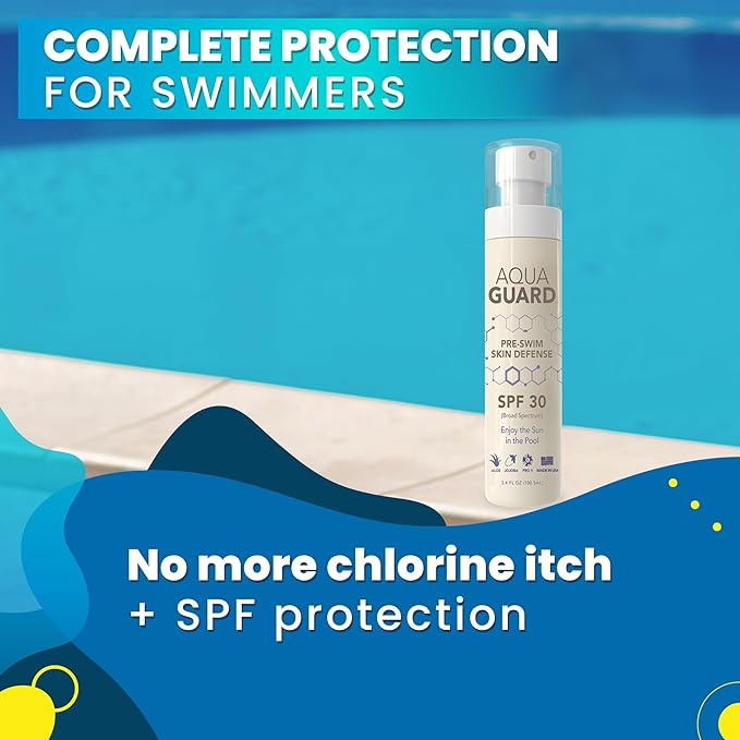 AQUA GUARD Swim Hair Rescue Bundle | Pre-Swim Protection & Post-Swim Repair Kit | Includes Hair Defense, Shampoo, Conditioner, Detangler, Hair Mask & SPF Skin Defense | Chlorine Care For Swimmers