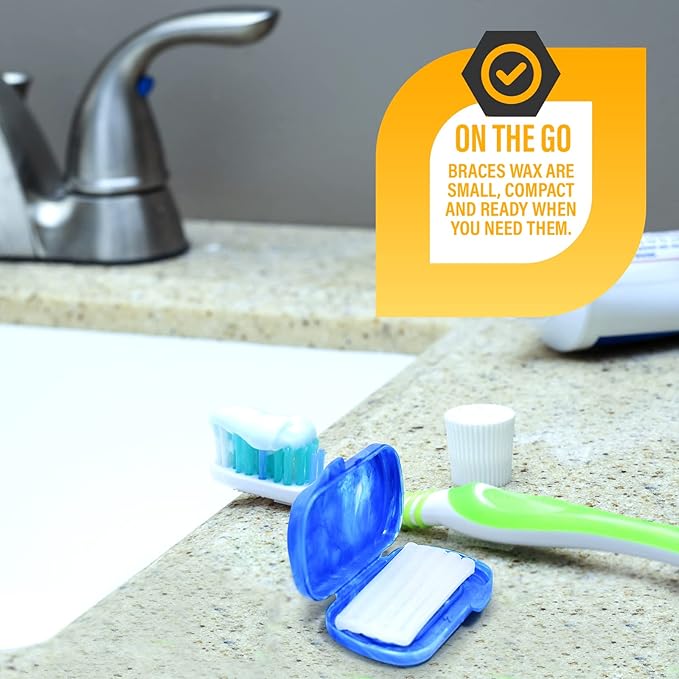 Orthodontic Dental Wax for Braces – Premium Braces Wax in Designer Marble Cases, Tooth Wax for Braces, Clear & Unscented, 3-Pack Assorted Colors