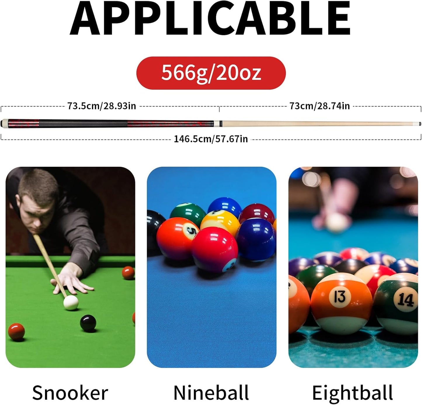 LOTKEY Pool Cue Set of 4-58 Inch 18~21 oz Canadian Maple Professional Billiard Cue Sticks, Pool Cue Stick with Extra 2 Pool Chalks, Pool Sticks for Adults, Durable, for Billiard Players