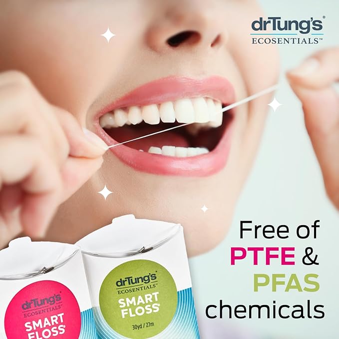 DrTung's Smart Floss - Natural, PTFE & PFAS Free Floss, Gentle on Gums, Expands & Stretches, BPA Free Floss - Natural Dental Floss Cardamom Flavor (Pack of 2)