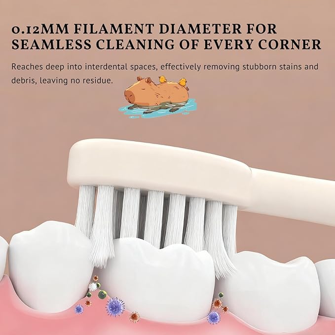 Capybara Kids Toothbrush 6-Pack - Soft Bristles with Suction Cup - Kids Toothbrush, Child-Sized Brush Heads, Easy-Storage Toothbrushes for Ages 3-12, Girls and Boys Set