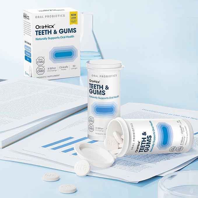 OraTicx Teeth & Gums Oral Probiotics, 8 Billion CFU - Naturally Supports Oral Health, Fresh Breath, and Immunity, Dental Probiotic Supplement, Grape Flavor 30 Lozenges 1-PK