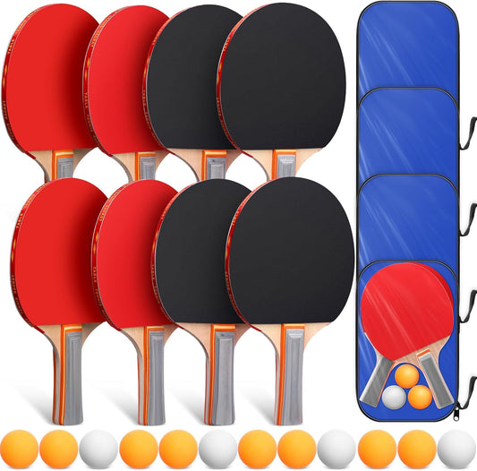 Liliful Table Tennis Rackets Set with Table Tennis Balls and Storage Bags for Indoor Outdoor Games