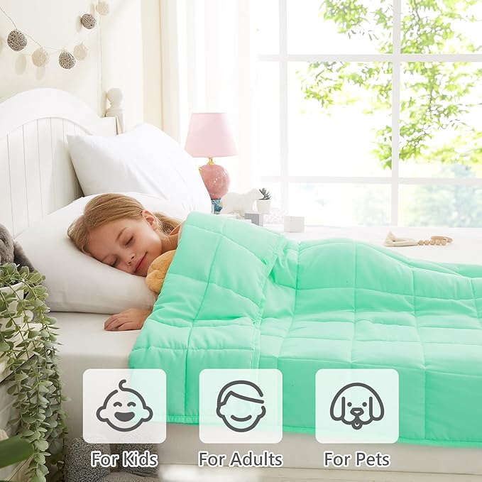 L'AGRATY Weighted Blanket - 40"x60" 7lbs Cooling Breathable Microfiber Material with Glass Beads Small Blanket for All-Season Summer Fall Winter Soft Thick