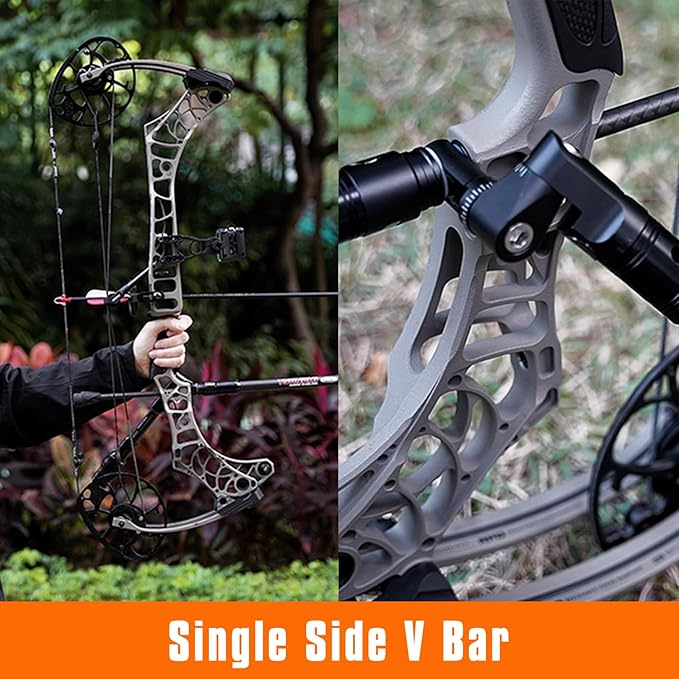 LWANO Single Side Adjustable V-Bar Mount Quick Disconnect Bow Rod Stabilizer, Archery Compound Recurve Bow Stabilizer Single Sidebar Back bar stabilizer Mount